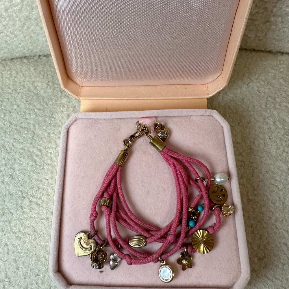 Juicy Couture Pink Cord Charm Bracelet
